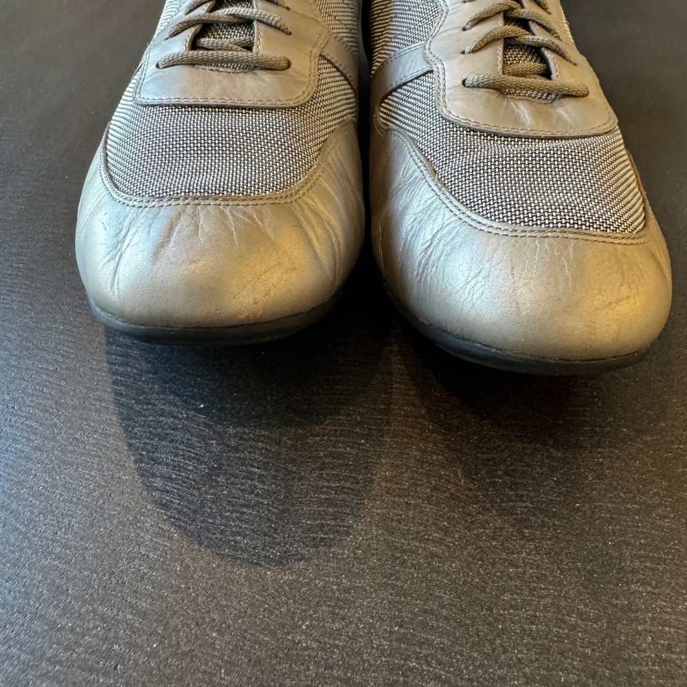 Ralph Lauren Morrison Men 12 D Silver Metallic Leather Mesh Fashion Sneakers - Picture 9 of 15